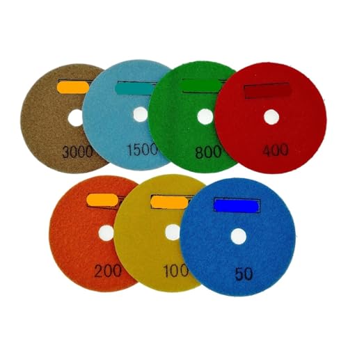 Kompatibel mit DT-DIATOOL 7 Stück 100 mm/4 Zoll, Trocken-Diamant-Polierpads der Klasse A, Schleifscheiben mit Kunstharzbindung, for Polierscheiben for Marmor, Granit und Stein(7pcs G800) von ZINTCBLGE