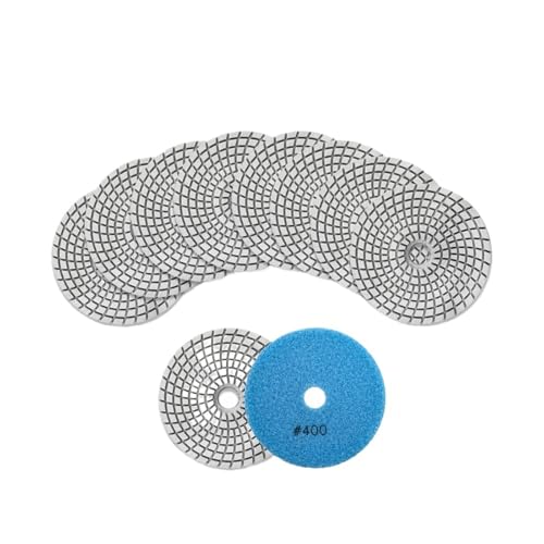 Kompatibel mit KURSTOL 10 Stück 4 Zoll 100 mm Körnung 100, Diamant-Nasspolierpads, Granit-Marmor, 4 Zoll Harzbindung(10pcs G400) von ZINTCBLGE