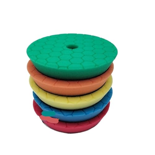 Kompatibel mit Sharkfox 5/6Mix, farbige Auto-Polierpads, Schwamm-Polierpad, mit Klettverschluss, kompatibel mit DAROGA-Auto-Poliermaschine(Mixed 5pcs,5Inch (125mm)) von ZINTCBLGE