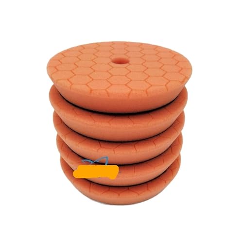 Kompatibel mit Sharkfox 5/6Mix, farbige Auto-Polierpads, Schwamm-Polierpad, mit Klettverschluss, kompatibel mit DAROGA-Auto-Poliermaschine(Orange x 5pcs,5Inch (125mm)) von ZINTCBLGE