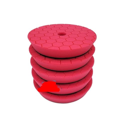 Kompatibel mit Sharkfox 5/6Mix, farbige Auto-Polierpads, Schwamm-Polierpad, mit Klettverschluss, kompatibel mit DAROGA-Auto-Poliermaschine(Red x 5pcs,6Inch(150mm)) von ZINTCBLGE