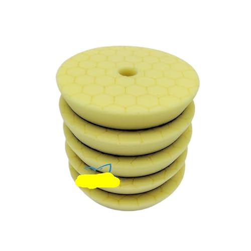 Kompatibel mit Sharkfox 5/6Mix, farbige Auto-Polierpads, Schwamm-Polierpad, mit Klettverschluss, kompatibel mit DAROGA-Auto-Poliermaschine(Yellow x 5pcs,6Inch(150mm)) von ZINTCBLGE