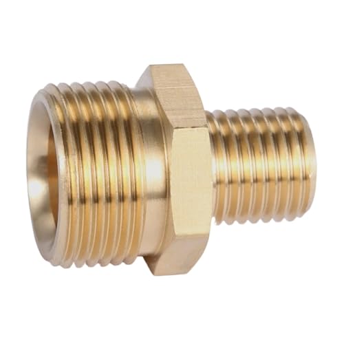 Messing-Hochdruckreiniger-Adapter, Schnellverbinder, M22 x 1,5 Stecker + M14 Stecker for Schneeschaumlanze und Hochdruckreiniger-Rohrverschraubung von ZINTCBLGE