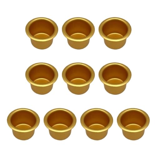 ZINTCBLGE 10PCS Mini Runde Aluminium Kerze Tasse Gold Silber Leuchter Herstellung Tray Halter Container(GD) von ZINTCBLGE