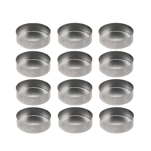 ZINTCBLGE 12 runde Leere Dosen kleine Metall Kerze Tassen Beschichtung Teelicht Wachs Halter Trays Formen(Dark Gray 2) von ZINTCBLGE
