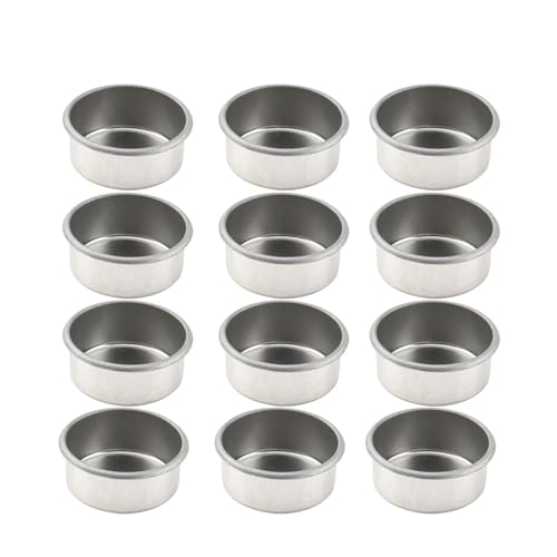 ZINTCBLGE 12 runde Leere Dosen kleine Metall Kerze Tassen Beschichtung Teelicht Wachs Halter Trays Formen(Silver 1) von ZINTCBLGE
