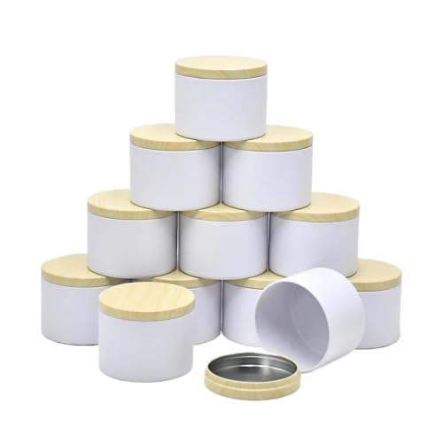 ZINTCBLGE 12er-Pack Schwarze Kerzendosen-Set (113 ml), Gläser mit sicherem Deckel zur Kerzenherstellung(White) von ZINTCBLGE