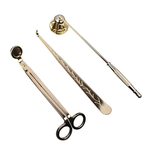 ZINTCBLGE 3PCS Dochtschneider Home Care Modernes Kerzenwerkzeug-Set Tablett(Gold) von ZINTCBLGE