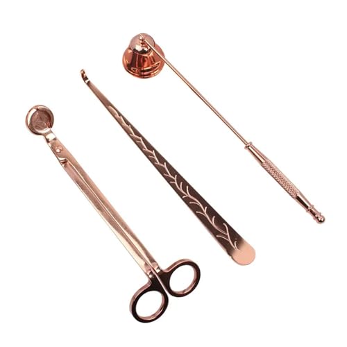 ZINTCBLGE 3PCS Dochtschneider Home Care Modernes Kerzenwerkzeug-Set Tablett(Rose Gold) von ZINTCBLGE