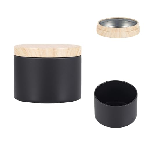 ZINTCBLGE 4 oz Kerzenglas - Mattschwarzes leeres Kerzenglas mit Holzmaserungsdeckel(12Pcs) von ZINTCBLGE