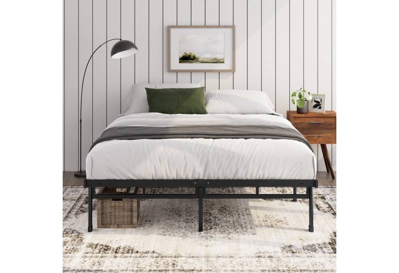 ZINUS Bettgestell Mateo, modernes Bett mit Lattenrost, Gästebett (schwarz, 1-tlg., Metallbett, Schwarz, 140x200 cm), Kinderleichter Aufbau, EcoFriendly Packaging von ZINUS