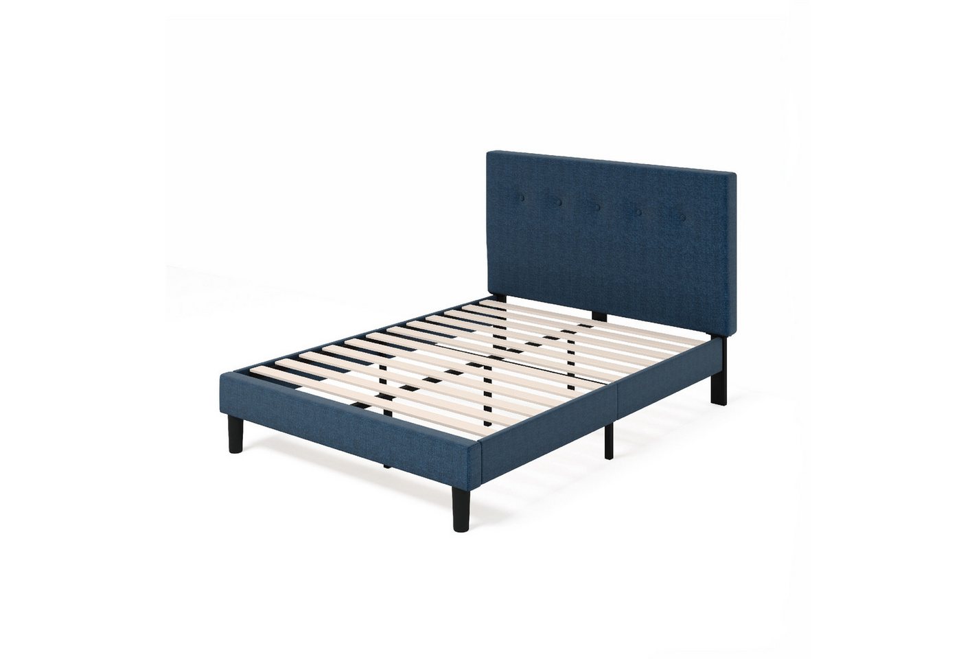 ZINUS Polsterbett Omkaram mit Kopfteil und Lattenrost, Marineblau (Packung, 1-tlg., Plattformbett, Blau, 140x200 cm), Inkl. Lattenrost von ZINUS