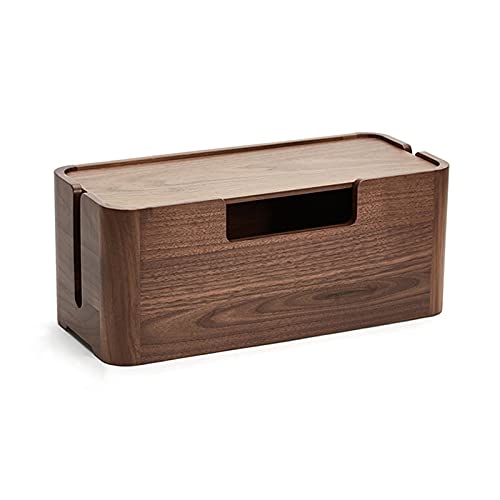 Kabelmanagement Organizer Box Holz-Kabel-Management-Boxen Organizer Große Kapazität Nussbaum Kabel-Organizer mit starker magnetischer Abdeckung Home Office Kabel-Organizer-Box Versteckbox Kabelbox von ZINXY