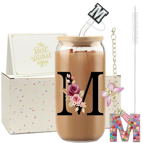 ZIOISNM A-Z Buchstaben Glasbecher mit Deckel und Strohhalm, Personalisierte Geschenke für Frauen zum Geburtstag, Weihnachten, Valentinstag ZIOISNM A-Z Buchstaben Glasbecher mit Deckel und Strohhalm, Personalisierte Geschenke für Frauen zum Geburtstag, Weihnachten, Valentinstag von ZIOSINM