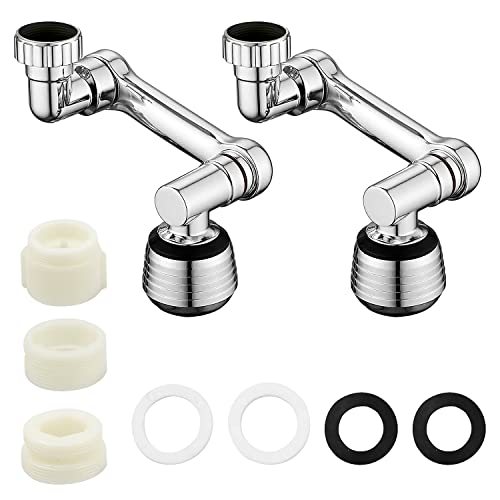 ZIOYA 2 Stk Drehbarer Multifunktionaler Verlängerungshahn 1080° Drehbarer Wasserhahn Aufsatz 2 Sprühmodi Wasserhahn Aufsatz Faucet Extender mit Adapter für Wasserhahn Verlängerung,Silber von ZIOYA
