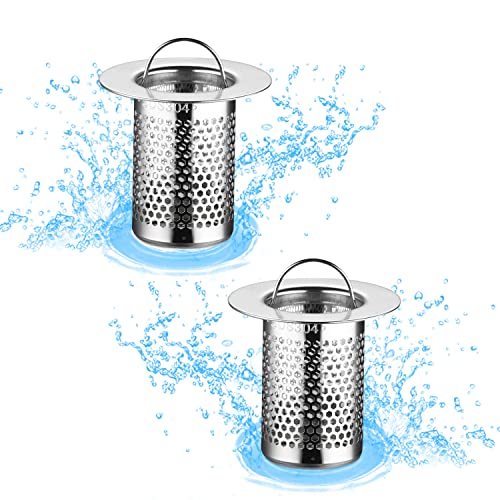 ZIOYA 2 Stück Abflusssieb Dusche Edelstahl Abfluss Sieb Haarsieb Dusche für Bodenabläufe in Küchen, Bädern, Balkonen (Edelstahlfarbe) von ZIOYA