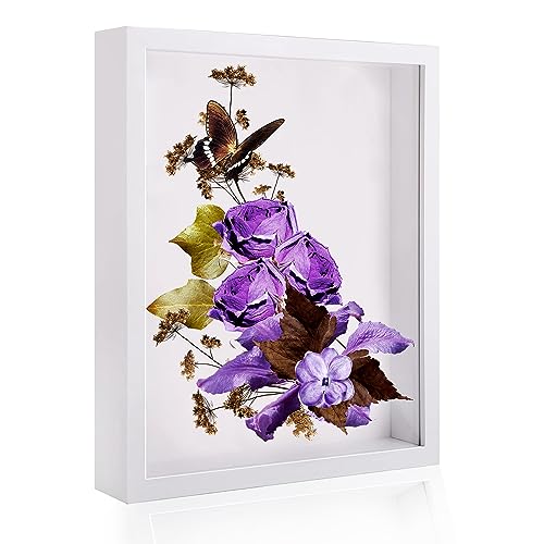 3D Bilderrahmen 27 x 22 cm ZIOYA Hölzern 3D Rahmen zum Befüllen Objektrahmen Tief Bilderrahmen Quadratischer für Vitrine Erinnerungsstücke Blumen Medaillen Foto Geschenk von ZIOYA