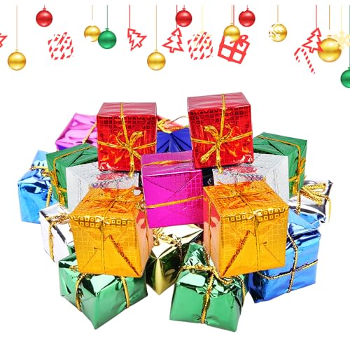 ZIOYA 96 Stück Mini Geschenkboxen Weihnachtsbaumschmuck Geschenkbox für Christbaumschmuck Weihnachtsdeko Geschenk Innen und Außendekoration Passend zu Weihnachten Deko (Bunte) von ZIOYA