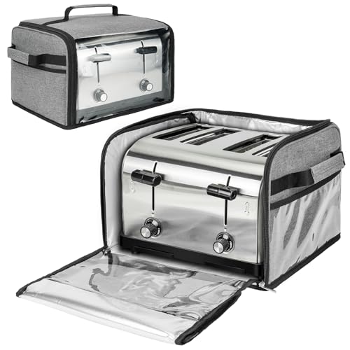 Toaster-Abdeckung, 4 Scheiben, mit Aluminiumfolienauskleidung und Boden, kompatibel mit Cuisinart/Bella/Black und Decker, nur Abdeckung, Grau von ZIOZERTT