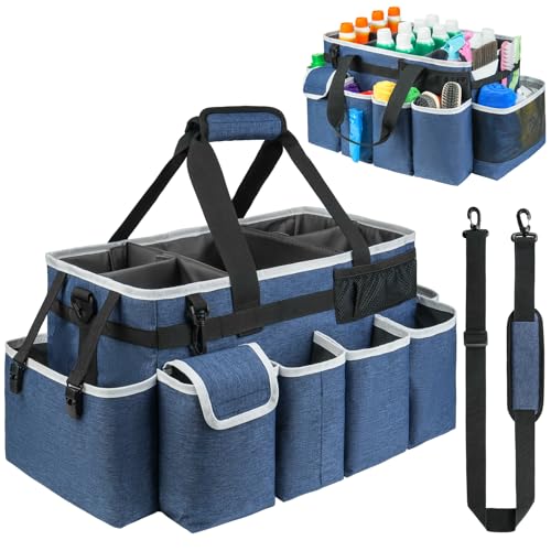 ZIOZERTT Reinigungs-Caddy-Tasche, extra großer Organizer für Reinigungsmittel, mit Griff, für Haushälterinnen, Blau von ZIOZERTT
