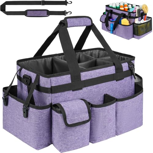 ZIOZERTT Reinigungs-Caddy-Tasche, großer Organizer für Reinigungsmittel, mit Griff für Haushälterinnen, Violett von ZIOZERTT