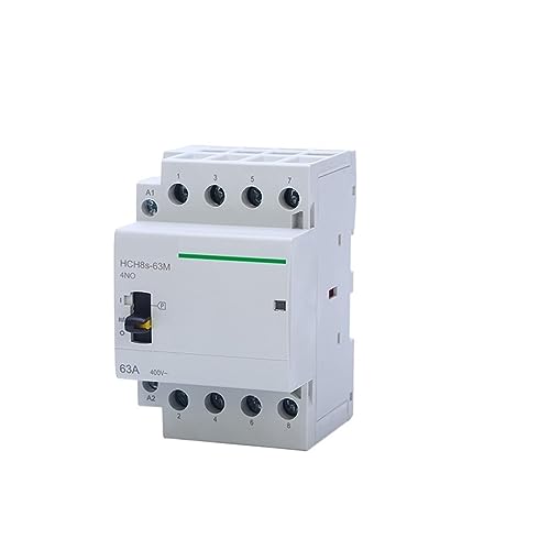 ZIPCOM Haushaltsschütz HCH8s-63M 4P 40A 24V 110V 220V DIN-Schiene Haushalt AC Modular Schütz mit manuellem Steuerschalter 4NO 2NO2NC oder 4NC (Color : 4P 63A 4NO 230V) von ZIPCOM