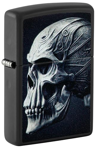 Zippo Sturmfeuerzeug - Cyberpunk Skull, Black Matte, Color Image - Nachfüllbar - Wiederverwendbar - Windfestes Design - Geschenkbox - Made in USA von Zippo