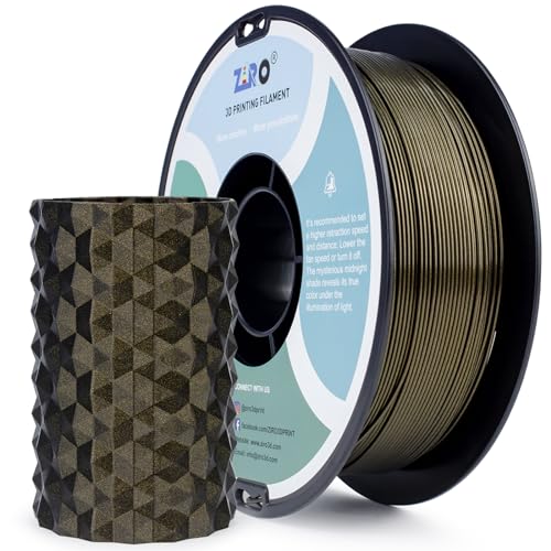 ZIRO 3D Drucker Filament Mystical Series 1.75mm PLA Filament, Glänzend Funkelndes PLA mit Feinerem Glitzer, 1kg/2.2lbs Spule, Passend für Die Meisten FDM FFF 3D Drucker, Mitternachtsgold von ZIRO