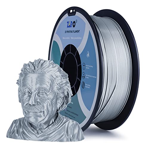 ZIRO 3D Drucker Filament PLA PRO Metall Series 1.75 1KG(2.2lbs), Dimensional Accuracy +/- 0.03mm,Silber von ZIRO