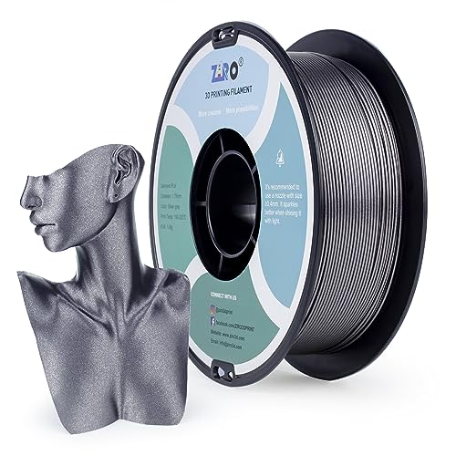 ZIRO Glitter PLA Filament 1.75mm, 3D Drucker Filament PLA 1.75mm Diamond Series 1kg/2.2lbs, Kompatibel mit FDM 3D Druckern, Diamant-Silbergrau von ZIRO