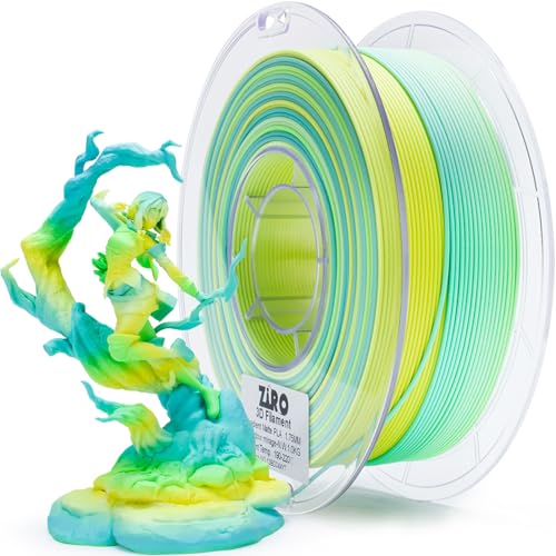 ZIRO Gradient 3D Drucker Filament, Schnelleres Farbwechsel Filament 1.75mm, Mehrfarbige PLA Filamente, Maßgenauigkeit +/- 0.03mm, Passen die Meisten FDM Drucker 1KG Spule, Wiese Wunder (Matte) von ZIRO