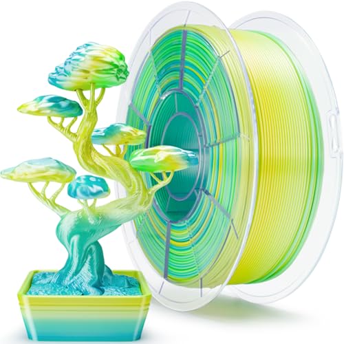 ZIRO Silk Multicolor 3D Drucker Filament, Seide PLA Filament 1.75mm, Schnelles Gefälle PLA für Die Meisten 3D Drucker, Maßgenauigkeit +/-0.03mm, 1kg/2.2lb Spule, Zitrone Schimmer von ZIRO
