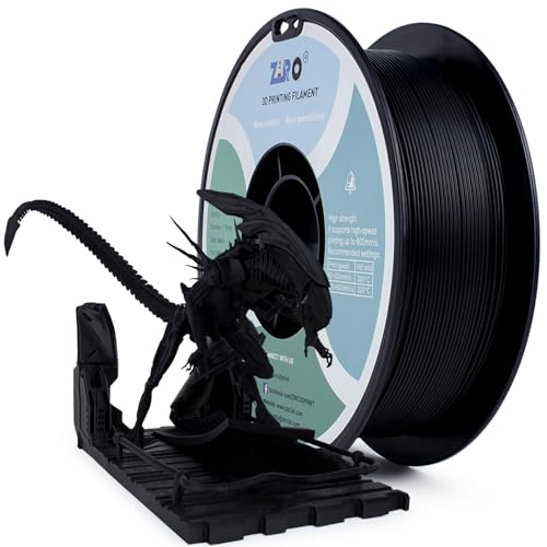 ZIRO Hochgeschwindigkeits PLA Filament, HS-PLA Filament 1.75mm Schnelles Drucken für 3D Drucker, Maßgenauigkeit +/-0.02mm, Hoher Durchfluss, Schnelles PLA 30-600mm/s, 1kg Spule, Schwarz von ZIRO