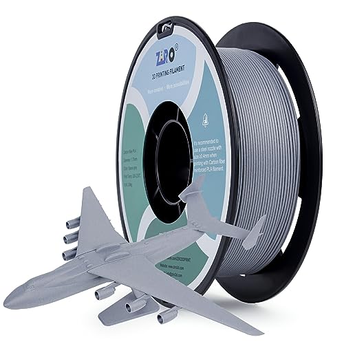 ZIRO Kohlefaser PLA Filament 1.75mm, Kohlefaser Verstärktes 3D Drucker Filament, CF PLA 1.75mm, 0.8kg Spule, Hochfestes Filament für 3D Drucker, Grau von ZIRO