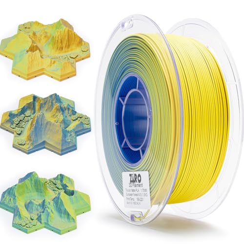 ZIRO Matte Tricolors PLA Filament 1.75mm, Farbe Geändert durch Winkel 3D Drucker Filament, Maßgenauigkeit +/-0.03mm, Passen die Meisten FDM 3D Drucker, 1KG Spule, Sonnenstrahl Wald von ZIRO