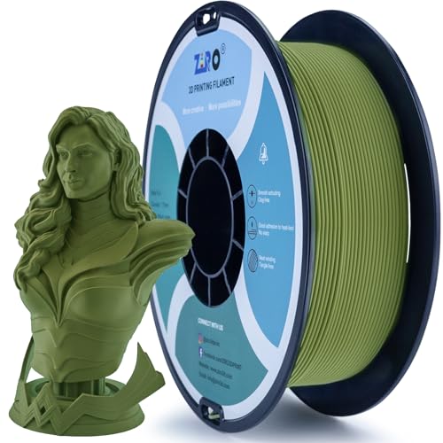 ZIRO Matte PLA Filament 1.75mm, 1kg 3D Drucker Filament, High Toughness PLA, Dimensional Accuracy +/- 0.03mm, Militärgrün von ZIRO