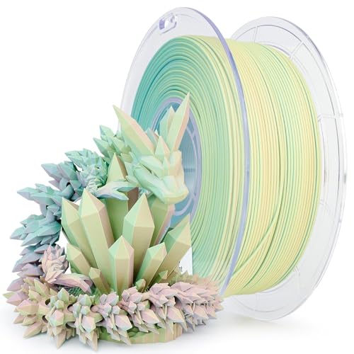 ZIRO Matt Dreifarbiges 3D Drucker Filament, Multicolor Co-Extrusion Matte PLA Filament 1.75mm 1kg, Matte Oberfläche, Kompatibel mit FDM 3D-Druckern, Buntes Nebel von ZIRO