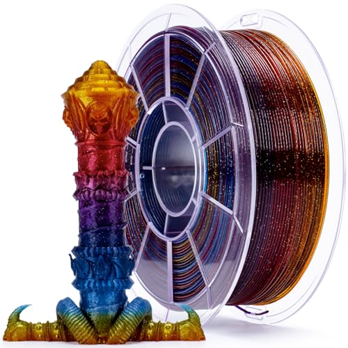 ZIRO Multicolor PLA Filament 1.75mm, Schneller Farbverlauf Regenbogen PLA 1kg, Transluent 3D Druck Filament, Maßgenauigkeit +/-0.03mm, Passend für Die Meisten 3D Drucker, Edelstein-Mix ZIRO Multicolor PLA Filament 1.75mm, Schneller Farbverlauf Regenbogen PLA 1kg, Transluent 3D Druck Filament, Maßgenauigkeit +/-0.03mm, Passend für Die Meisten 3D Drucker, Edelstein-Mix von ZIRO