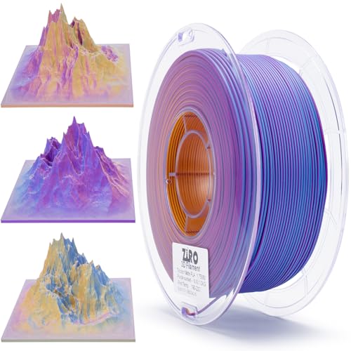 ZIRO PLA Filament 1.75mm, Matte Multicolors 3D Drucker Filament, Tricolors 3-in-1 Chrom, Maßgenauigkeit +/-0.03mm, Passen die Meisten FDM 3D Drucker, 1KG Spule, lila Sonnenuntergang von ZIRO