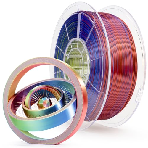 ZIRO PLA Filament Dreifach Farbe Coextrusion Silk 3D Drucker Filament 1.75mm für 3D-Drucker & 3D-Stift, Mehrfarbiges PLA Regenbogen Filament, 1kg(2.2lbs), Aurora Farbe von ZIRO