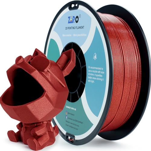 ZIRO PLA Glitter Filament 1.75mm 3D Drucker Filament PLA 1.75mm Diamant Serie 1KG, Dimensional Accuracy +/- 0.03mm, Diamant Rot von ZIRO