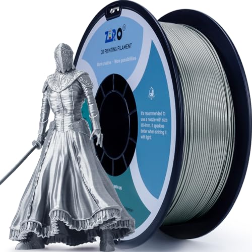 ZIRO PLA Glitter Filament 1,75mm 3D Drucker Filament PLA 1,75mm Diamant Serie 1KG, Dimensional Accuracy +/- 0.03mm, Diamant Silber von ZIRO