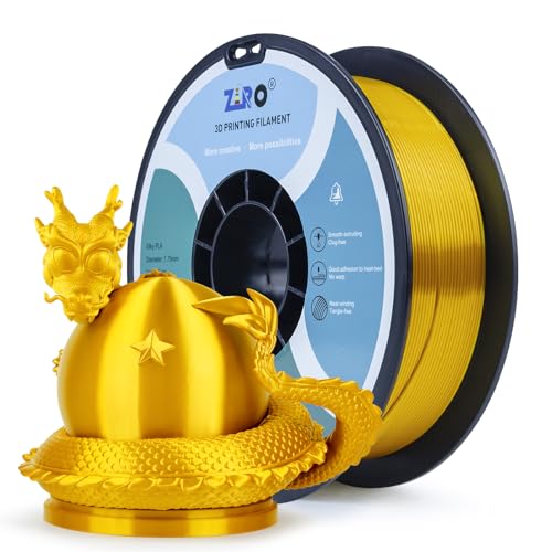ZIRO Silk Filament 1.75mm PLA, 3D Drucker Filament Seide PLA Serie 1.75mm 1kg, Durchmessertoleranz bei +/-0.03mm, Gold von ZIRO