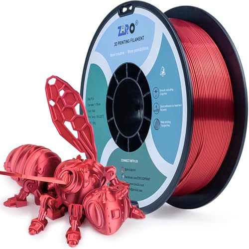 ZIRO Seide PLA 1.75mm Filament, 3D Drucker Filament der Seide PLA Serie 1.75mm 1kg, Durchmessertoleranz bei +/-0.03mm, Rot von ZIRO