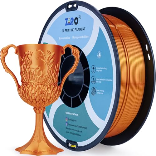 ZIRO Seide PLA 1.75mm Filament, 3D Drucker Filament der Seide PLA Serie 1.75mm 1kg, Durchmessertoleranz bei +/-0.03mm, Rotes Kupfer von ZIRO