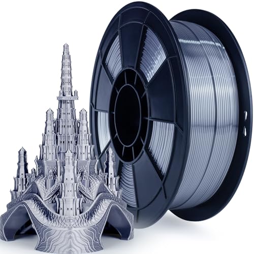 ZIRO Silk Filament 1.75mm PLA, 3D Drucker Filament Seide PLA Serie 1.75mm 1kg, Durchmessertoleranz bei +/-0.03mm, Silber Grau von ZIRO