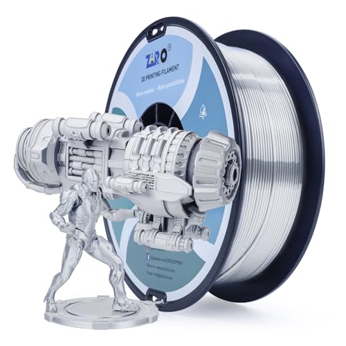 ZIRO Silk Filament 1.75mm PLA, 3D Drucker Filament Seide PLA Serie 1.75mm 1kg, Durchmessertoleranz bei +/-0.03mm, Silber von ZIRO