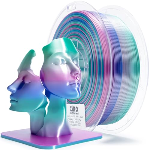 ZIRO Silk Multicolor 3D Drucker Filament, Seide Regenbogen PLA Filament 1.75mm, Schnelles Gefälle PLA 1kg für Die Meisten 3D Drucker, Maßgenauigkeit +/-0.03mm, Aqua Himmel ZIRO Silk Multicolor 3D Drucker Filament, Seide Regenbogen PLA Filament 1.75mm, Schnelles Gefälle PLA 1kg für Die Meisten 3D Drucker, Maßgenauigkeit +/-0.03mm, Aqua Himmel von ZIRO