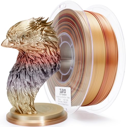 ZIRO Silk Multicolor 3D Drucker Filament, Seide Regenbogen PLA Filament 1.75mm, Schnelles Gefälle PLA 1kg für Die Meisten 3D Drucker, Maßgenauigkeit +/-0.03mm, Ember von ZIRO