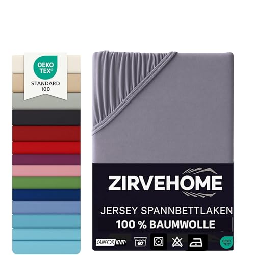 Spannbettlaken Topper 140x200-160x200 cm. Jersey Spannbetttuch 100% Baumwolle – Boxspringbett Topper Spannbettlaken für Matratzentopper bis 10 cm Matratzenhöhe Komfortables Bettlaken Anthrazit von ZIRVEHOME